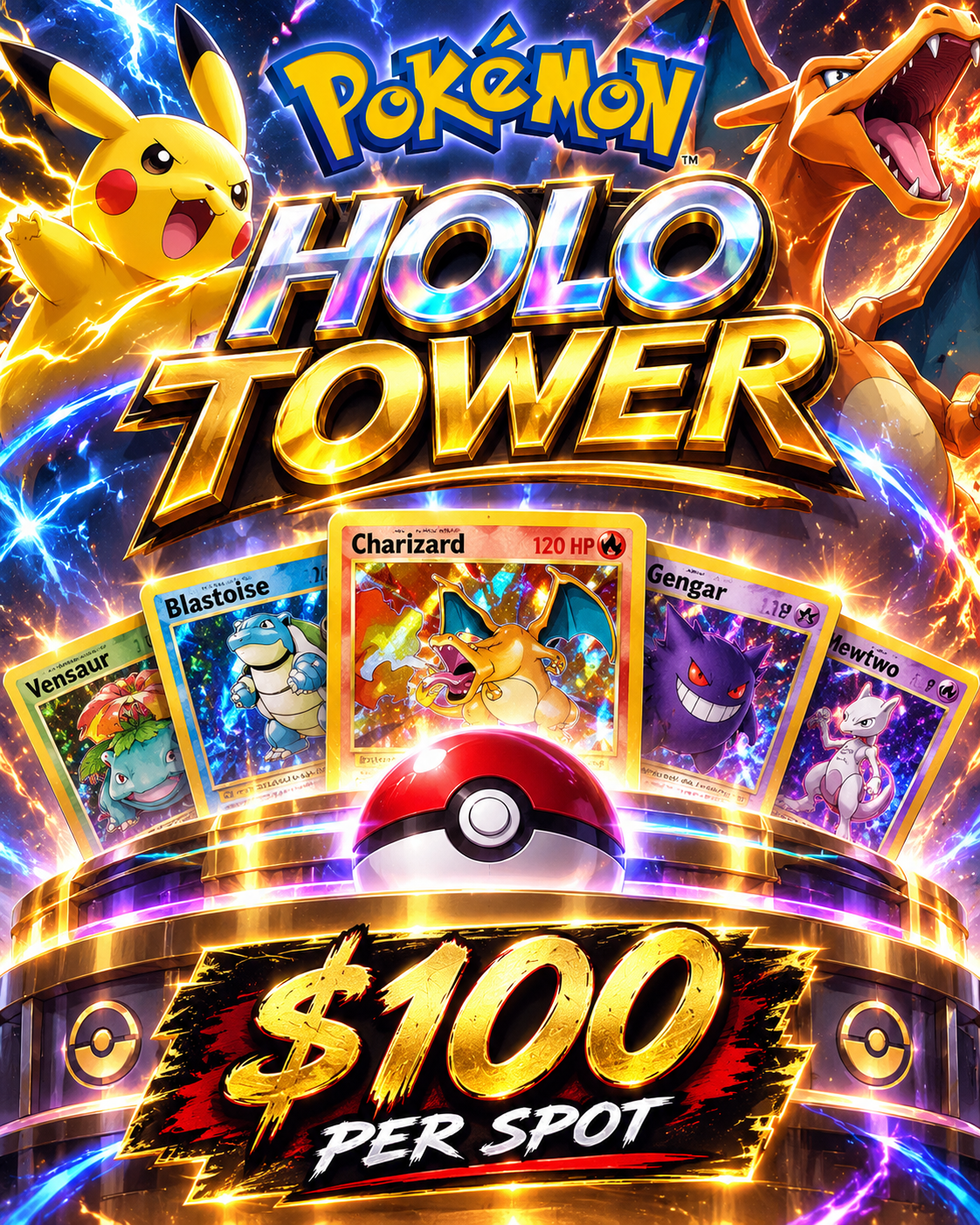 Damaged Pokemon Holo Tower